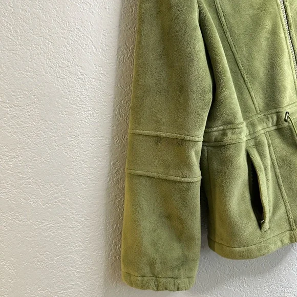 Vintage Kristen Blake GreenTeddy Fleece Zip-Up Jacket Drawstring Waist Size L - Picture 12 of 15